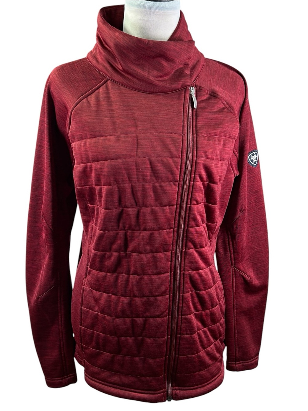 AriatTEK Quilted Riding Jacket Women’s L Burgundy Equestrian Western Gorpcore